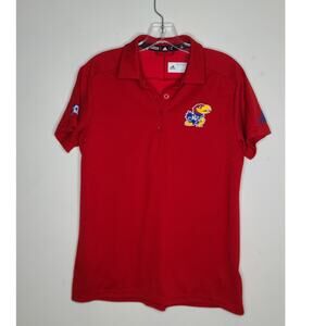 Adidas Kansas KU Jayhawks red short sleeve polo shirt - medium